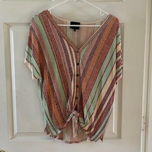 Short sleeve front knot top